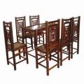Bộ bàn ghế chữ Thọ, màu vàng cánh dán - Tranh tre Xuân Lai